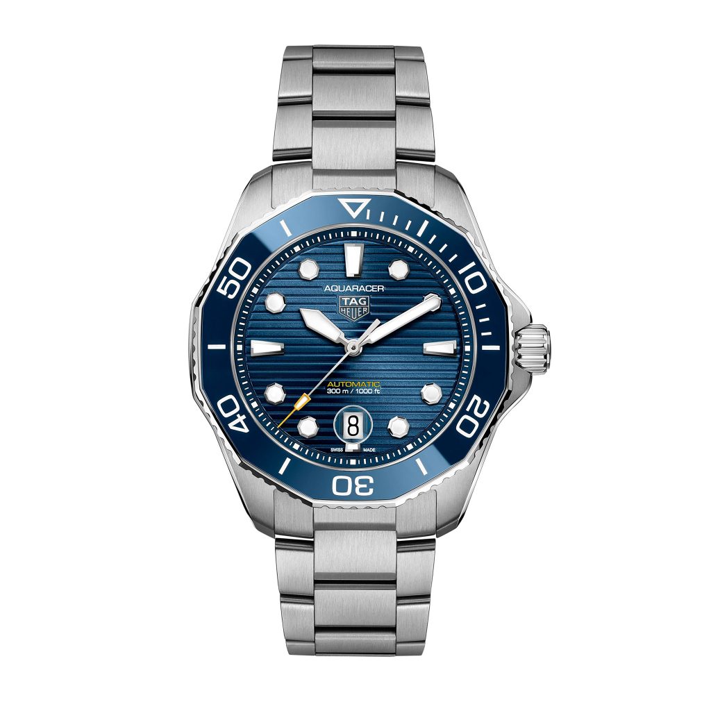 TAG HEUER AQUARACER PROFESSIONAL 300 acero satinado y pulido 43 mm esfera azul satinada “rayos de sol” full front